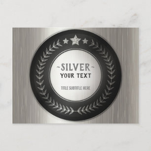 Carte Postale MÉDAILLE DIY IMPRESSION PERSONNALISÉE Argent AJOUT