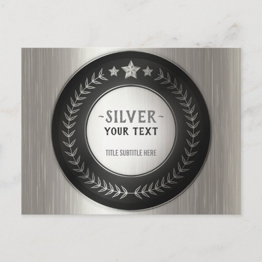 Carte Postale MÉDAILLE DIY IMPRESSION PERSONNALISÉE Argent AJOUT (Devant)