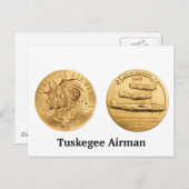 Carte Postale Médaille d'or des aviateurs de Tuskegee (Devant / Derrière)