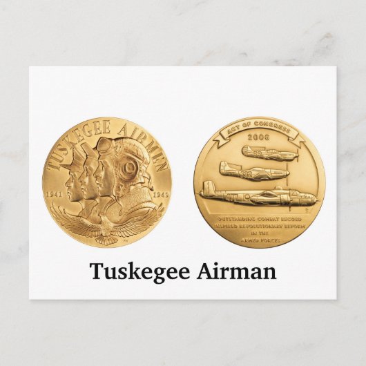 Carte Postale Médaille d'or des aviateurs de Tuskegee (Devant)