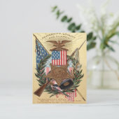 Carte Postale Médaille du drapeau américain Couronne de fusil Ba (Debout devant)