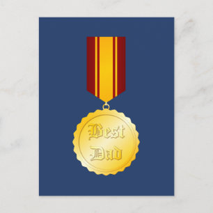 Carte Postale Médaille Meilleur Papa Broche Fête des Pères