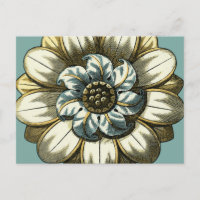 Médaillon Floral Orné sur Fond Bleu Clair