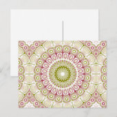 Carte Postale Médaillon Mandala Rose et Vert Olive (Devant / Derrière)
