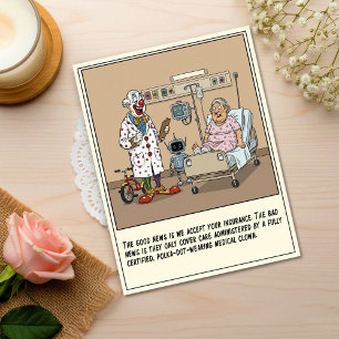 Carte Postale Médecin Clown Avec Assistant Robotique Bon rétabli