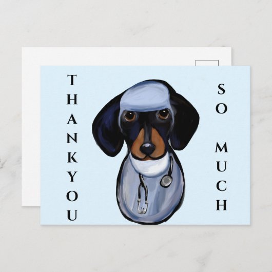 CARTE POSTALE MÉDECIN DACHSHUND (Devant / Derrière)