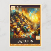 Carte Postale Medellín, Colombie | Peinture Vintage (Devant)