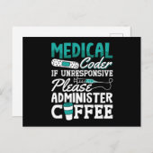 Carte Postale Medical Coder Coffee Assistant ICD Coding (Devant / Derrière)