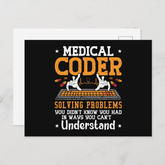 Carte Postale Medical Coder Solving Problems Assistant Coding (Devant / Derrière)