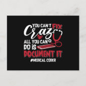 Carte Postale Medical Coder You Can't Fix Crazy ICD Coding Gift (Devant)