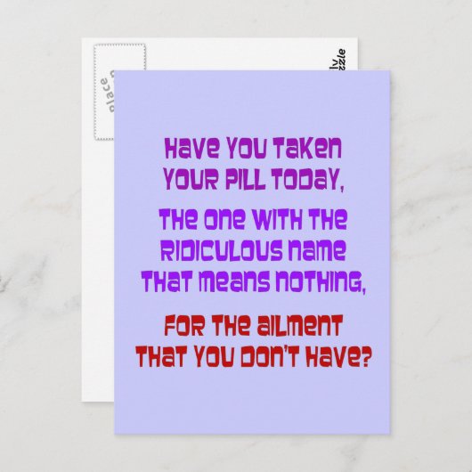 Carte Postale Médicaments juridiques (Devant / Derrière)