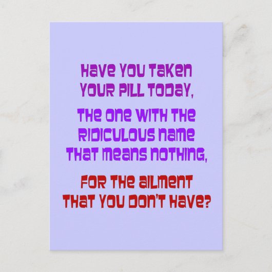 Carte Postale Médicaments juridiques (Devant)