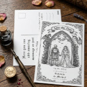 Carte Postale Medieval Gothic Knight Bride Groom Save The Date