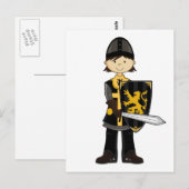 Carte postale médiévale Black Knight (Devant / Derrière)