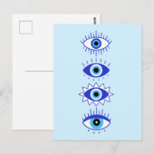 Carte Postale Méditation de l'énergie du mal bleu Hamsa Mystical (Devant / Derrière)