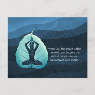 Carte Postale Méditation de l'enseignant de Yoga Pose Bodhi Leaf