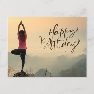 Carte Postale Méditation de yoga Femme heureux anniversaire