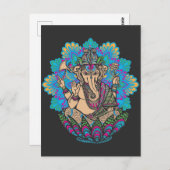 Carte Postale Méditation des éléphants relaxant Bouddhisme de fl (Devant / Derrière)