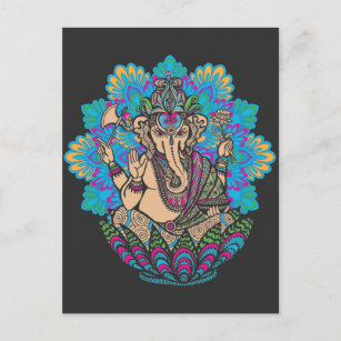 Carte Postale Méditation des éléphants relaxant Bouddhisme de fl
