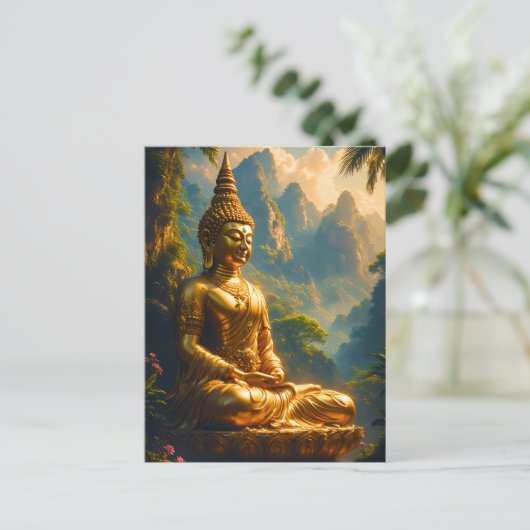 Carte Postale Méditation dorée dans les sommets thaïlandais (Debout devant)