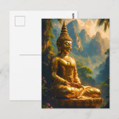 Carte Postale Méditation dorée dans les sommets thaïlandais (Devant / Derrière)