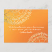 Carte Postale Méditation Yoga Professeur Orange Gold Mandala Cit (Devant)