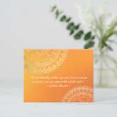 Carte Postale Méditation Yoga Professeur Orange Gold Mandala Cit (Debout devant)