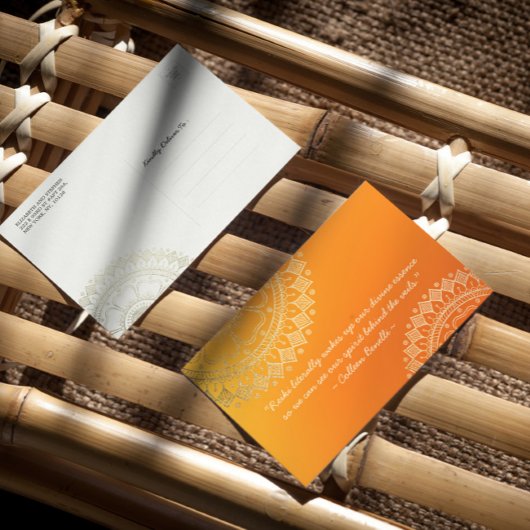 Carte Postale Méditation Yoga Professeur Orange Gold Mandala Cit