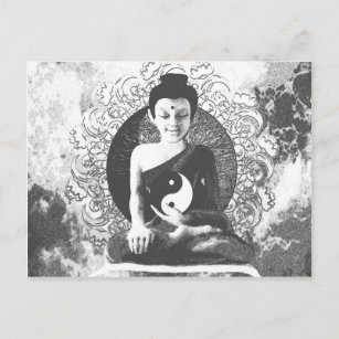 Carte Postale Méditer le Bouddha avec Yin Yang