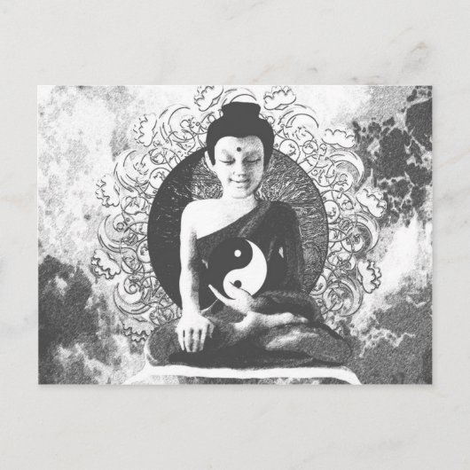 Carte Postale Méditer le Bouddha avec Yin Yang (Devant)