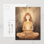 Carte Postale Méditer Yoga Neutre Terre Tons Beige Brown (Devant / Derrière)