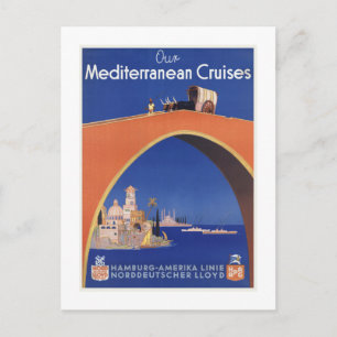 Carte Postale Mediterranean Cruises Ship Line Vintage Travel