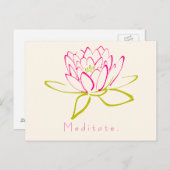 Carte Postale Méditez. Fleur Lotus (Devant / Derrière)