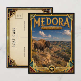 Carte Postale Medora Dakota du Nord Art Déco Vintage Âge d'Or