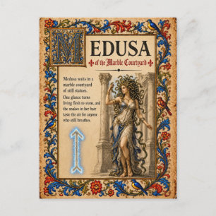 Carte Postale Medusa, Art du Bestiaire Médiéval