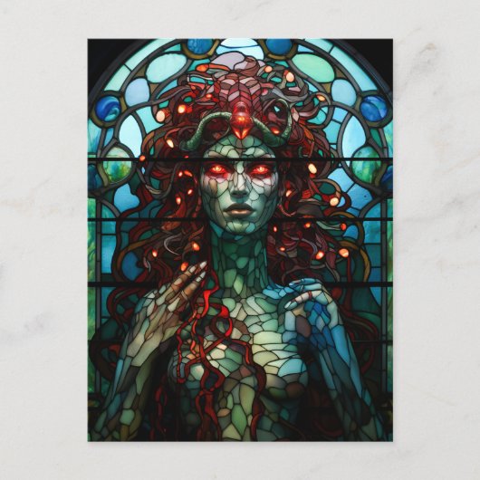 Carte Postale Medusa - Fenêtre en verre tendu Style Tiffany (Devant)