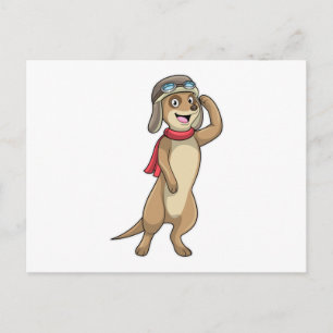 Carte Postale Meerkat comme pilote avec casquette pilote