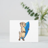 Carte Postale Meerkat comme surfeur avec Surfer (Debout devant)