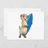 Carte Postale Meerkat comme surfeur avec Surfer (Devant / Derrière)
