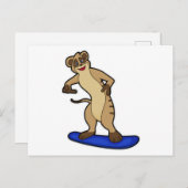 Carte Postale Meerkat en Snowboard avec Snowboard (Devant / Derrière)