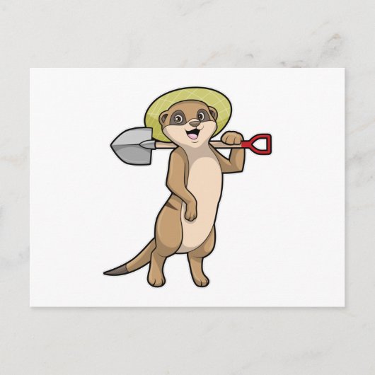 Carte Postale Meerkat en tant que fermier avec Shovel (Devant)