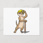 Carte Postale Meerkat en tant que mineur avec Pickaxe (Devant)