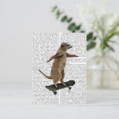 Carte Postale Meerkat Sur Skateboard 2 (Debout devant)
