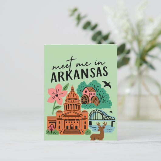 Carte Postale Meet Me In Arkansas Southern USA Retro Landmarks (Debout devant)