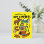 Carte Postale Meet Me In New Hampshire Mountains Retro Icons (Debout devant)