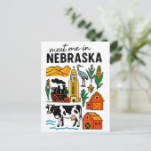 Carte Postale Meet Me In New Nebraska Landmarks Icons (Debout devant)