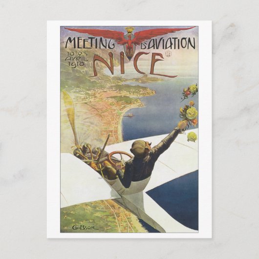 Carte Postale Meeting Aviation Nice Travel Poster (Devant)
