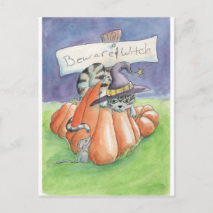 Carte Postale Méfiez-Vous Du Chat Sorcier