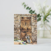 Carte Postale Méfiez-vous du tigre sauvage de la maison de chat  (Debout devant)