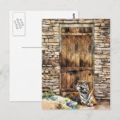 Carte Postale Méfiez-vous du tigre sauvage de la maison de chat  (Devant / Derrière)